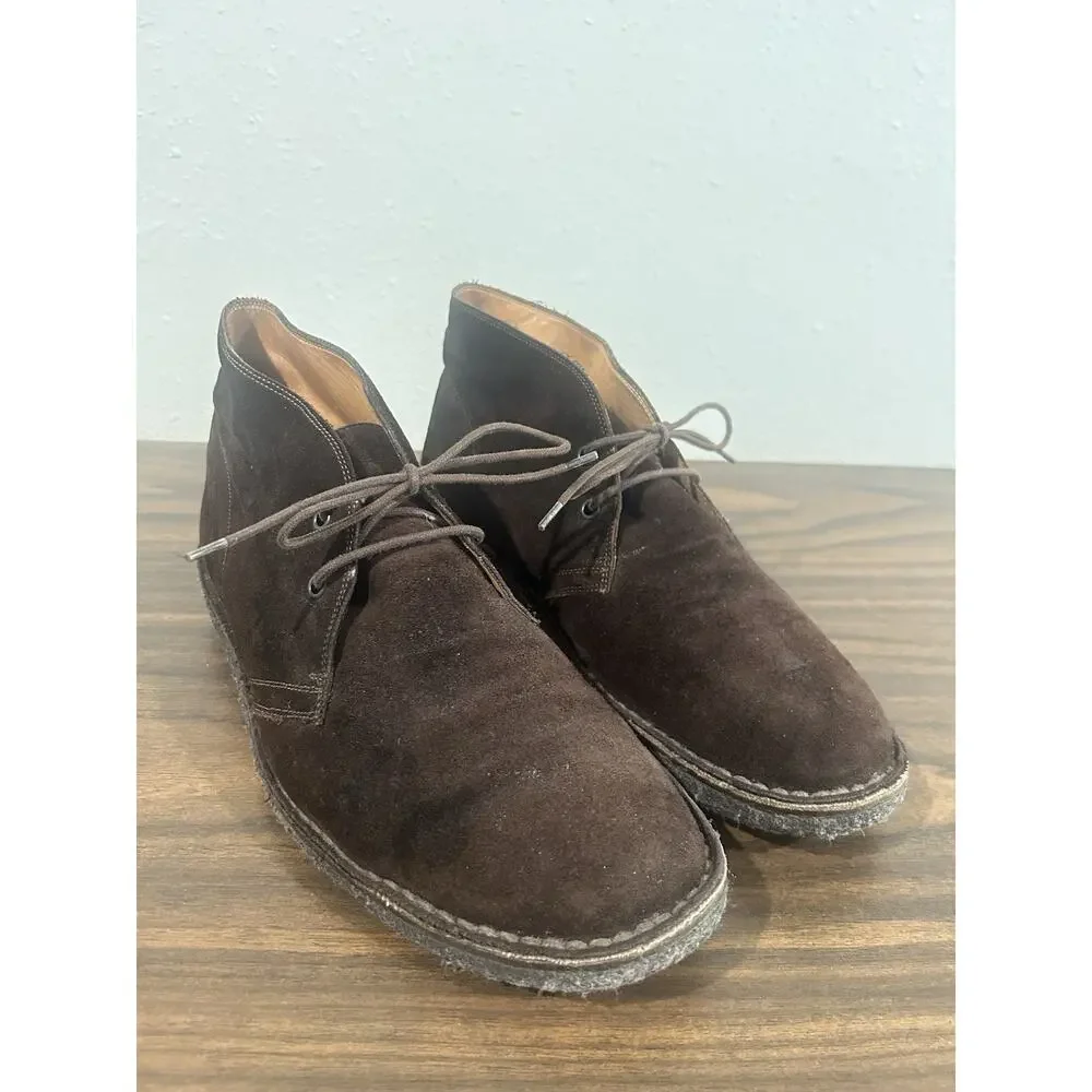 Ralph Lauren Suede Chukka Boots Mens 9D Italy Made Brown Lace Ankle Purple Label